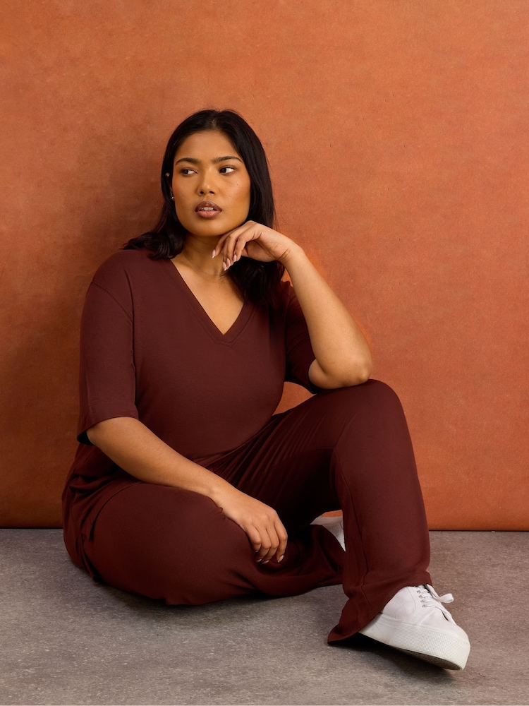 Live Unlimited Brown Super Soft Drawstring Trousers - Image 4 of 4