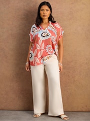 Live Unlimited Pink Petite Paisley Print Short Sleeve Top - Image 3 of 6