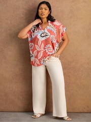 Live Unlimited Pink Petite Paisley Print Short Sleeve Top - Image 4 of 6