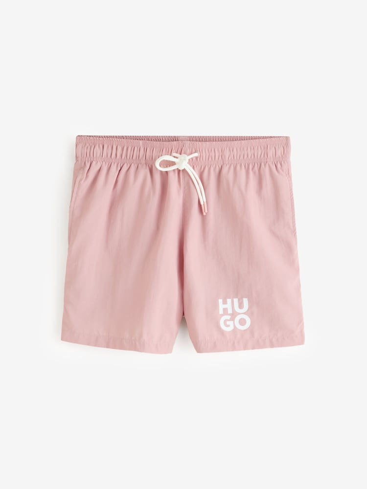 HUGO Pink Paolo Logo Swim Shorts - Image 1 of 1 HUGO Pink Paolo Logo Swim Shorts - Image 1 of 1