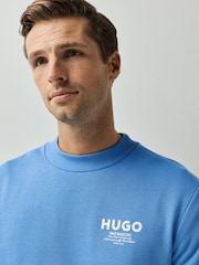 HUGO Blue Nespon Regular Fit Logo Sweat Top - Image 3 of 4