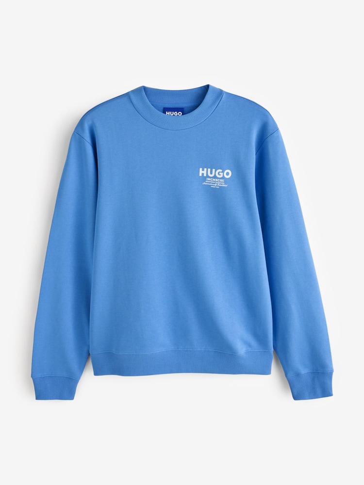 HUGO Blue Nespon Regular Fit Logo Sweat Top - Image 4 of 4 HUGO Blue Nespon Regular Fit Logo Sweat Top - Image 4 of 4