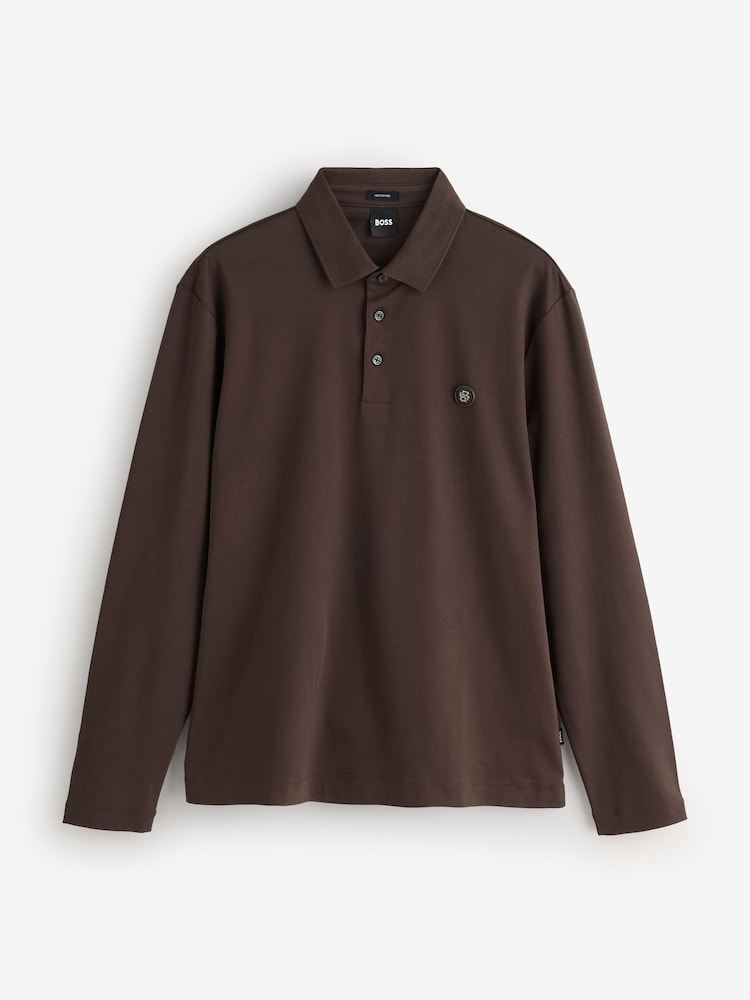 BOSS Brown Paley Badge Logo Polo Shirt - Image 1 of 1 BOSS Brown Paley Badge Logo Polo Shirt - Image 1 of 1