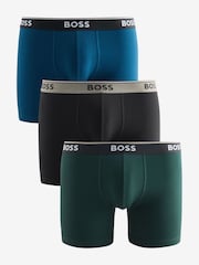 BOSS Green/Black/Blue Power Logo Hipster Boxers 3 Pack - Image 1 of 4