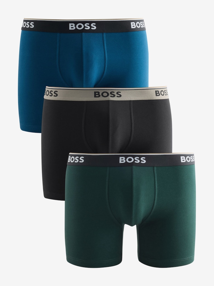 BOSS Green/Black/Blue Power Logo Hipster Boxers 3 Pack - Image 1 of 4
