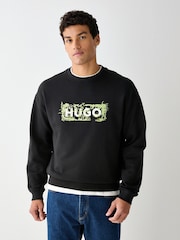HUGO Black Logo Crew Neck Sweat Top - Image 1 of 4