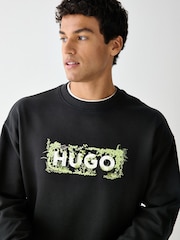 HUGO Black Logo Crew Neck Sweat Top - Image 3 of 4