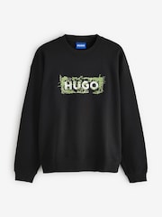 HUGO Black Logo Crew Neck Sweat Top - Image 4 of 4