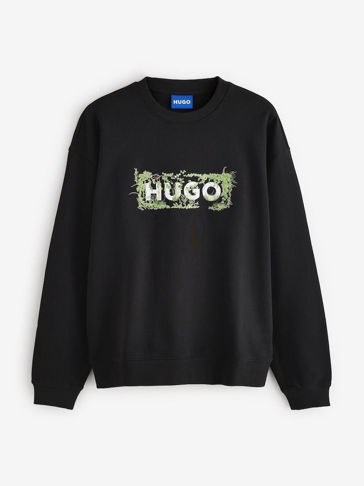 HUGO Black Logo Crew Neck Sweat Top - Image 4 of 4 HUGO Black Logo Crew Neck Sweat Top - Image 4 of 4