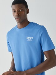 HUGO Light Blue Nesptee Regular Fit Logo T-Shirt - Image 3 of 4