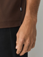 BOSS Brown Parris Badge Logo Polo Shirt - Image 4 of 5