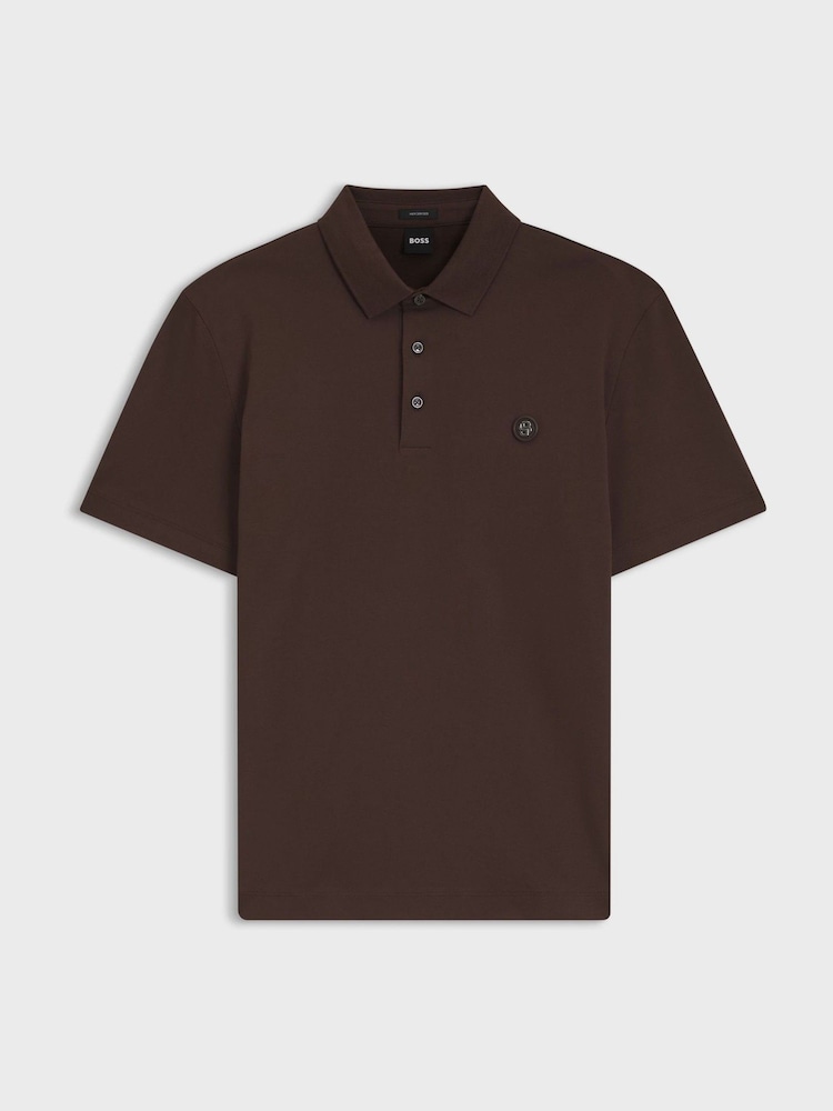BOSS Brown Parris Badge Logo Polo Shirt - Image 5 of 5