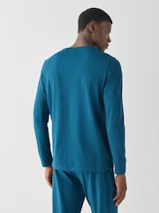BOSS Blue Long Sleeve Logo T-Shirt - Image 2 of 3