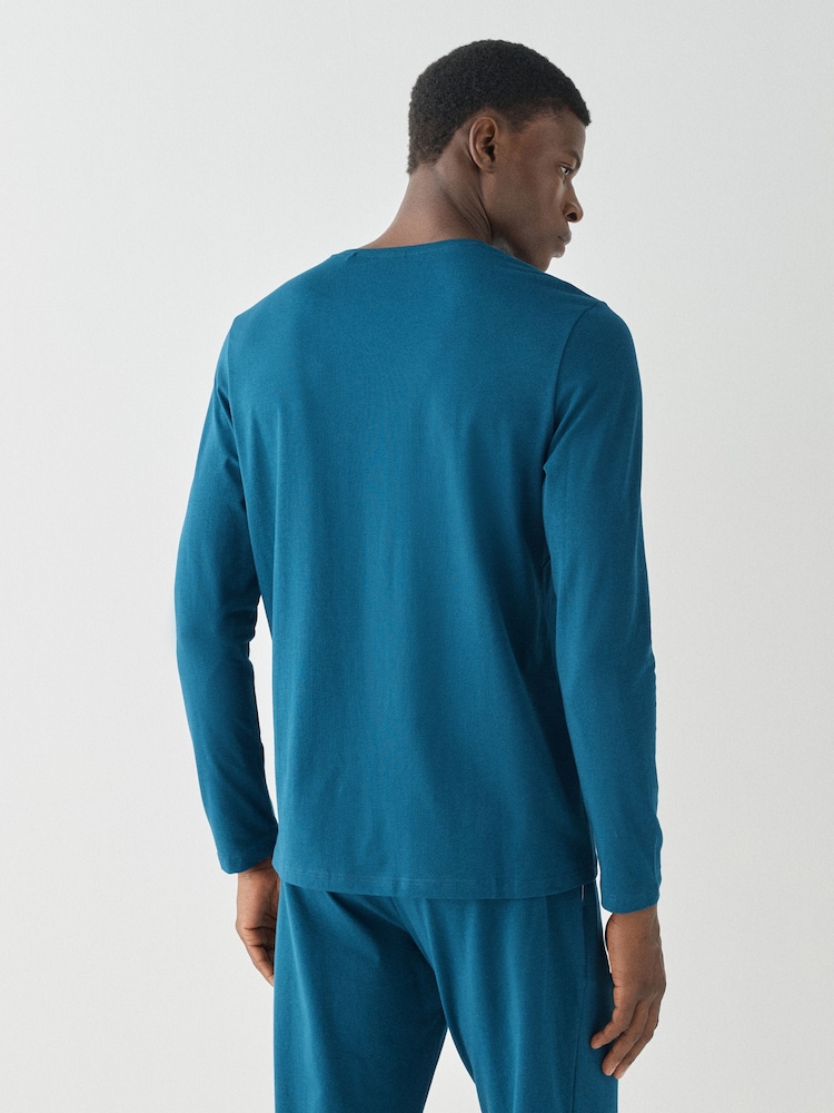 BOSS Blue Long Sleeve Logo T-Shirt - Image 2 of 3 BOSS Blue Long Sleeve Logo T-Shirt - Image 2 of 3