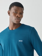BOSS Blue Long Sleeve Logo T-Shirt - Image 3 of 3