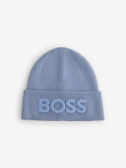 BOSS Blue Logo Knit Beanie - Image 1 of 1