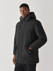 BOSS Black Mid Length Hooded Jacket - Image 1 of 5