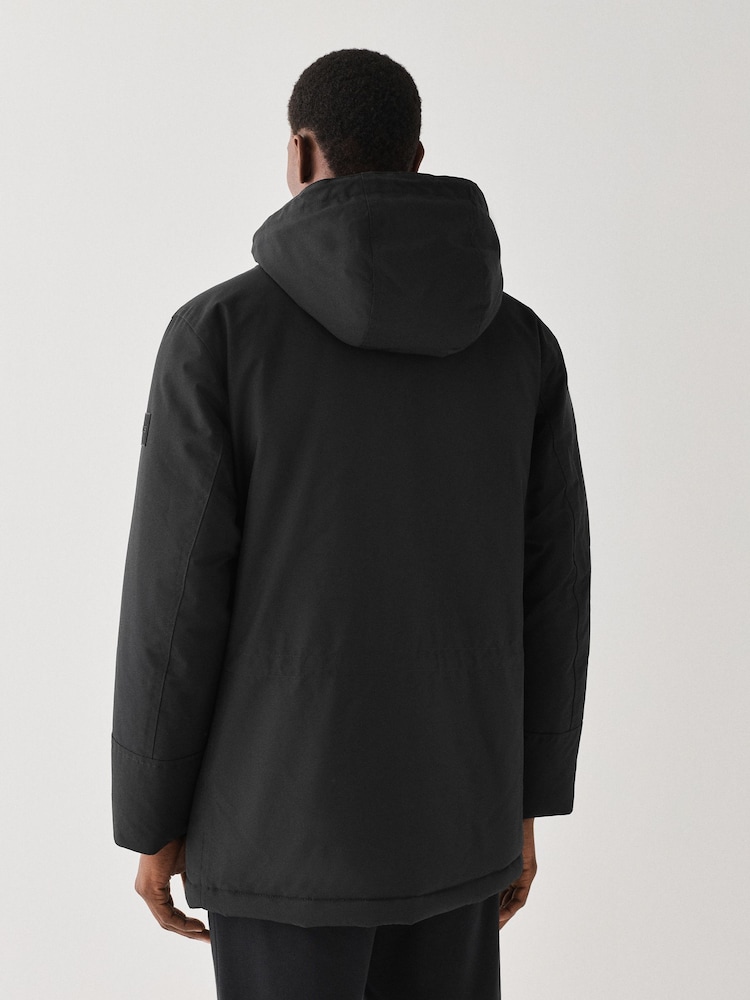 BOSS Black Mid Length Hooded Jacket - Image 2 of 5 BOSS Black Mid Length Hooded Jacket - Image 2 of 5