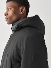 BOSS Black Mid Length Hooded Jacket - Image 3 of 5