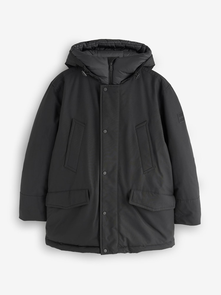 BOSS Black Mid Length Hooded Jacket - Image 5 of 5 BOSS Black Mid Length Hooded Jacket - Image 5 of 5