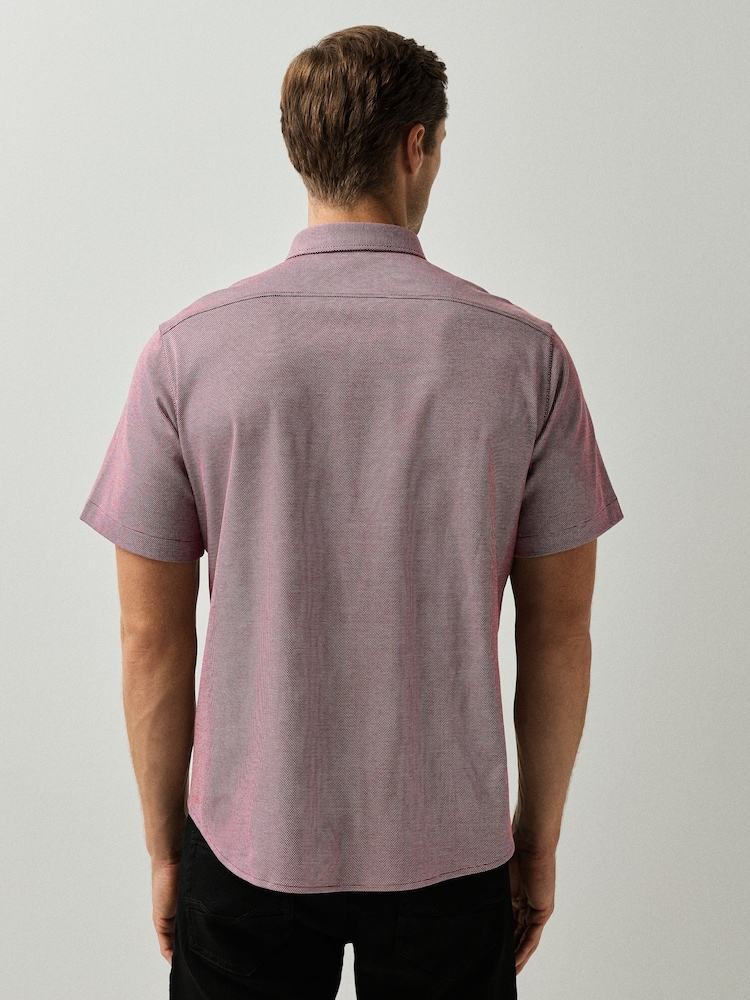 BOSS Pink Motion Cotton Regular Fit Short Sleeve Shirt - Image 2 of 4 BOSS Pink Motion Cotton Regular Fit Short Sleeve Shirt - Image 2 of 4