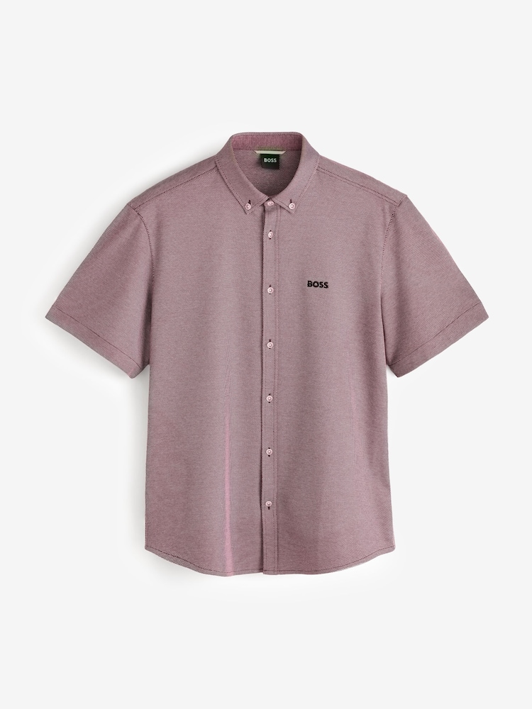 BOSS Pink Motion Cotton Regular Fit Short Sleeve Shirt - Image 4 of 4 BOSS Pink Motion Cotton Regular Fit Short Sleeve Shirt - Image 4 of 4