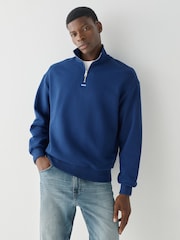 HUGO Blue Logo Quarter Zip Sweatshirt - Image 1 of 7