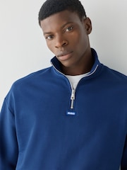 HUGO Blue Logo Quarter Zip Sweatshirt - Image 3 of 7