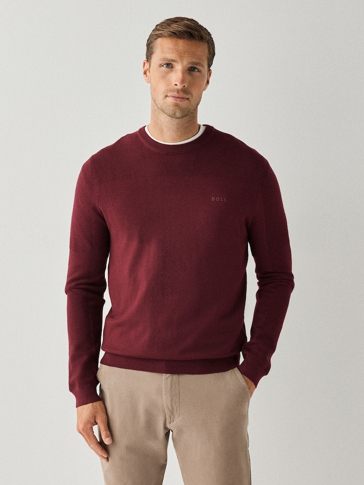 BOSS Red Momentum Textured Detail Logo Jumper - Image 1 of 4