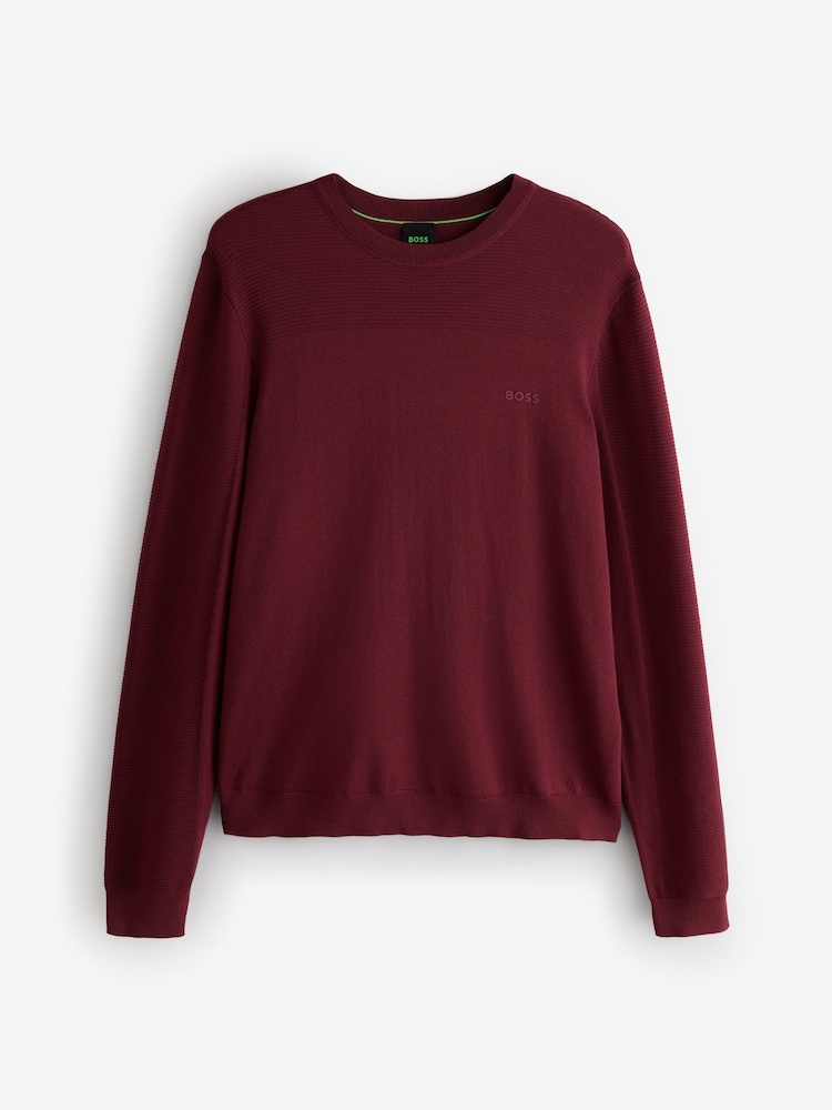 BOSS Red Momentum Textured Detail Logo Jumper - Image 4 of 4
