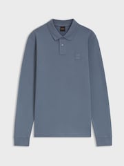 BOSS Blue Passerby Box Logo Long Sleeve Polo Shirt - Image 1 of 1