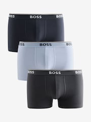 BOSS Black/Blue/Navy Power Logo Trunk Boxers 3 Pack - Image 1 of 4