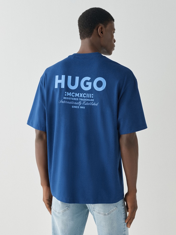 HUGO Blue Nalono Relaxed Fit Graphic Logo T-Shirt - Image 1 of 4 HUGO Blue Nalono Relaxed Fit Graphic Logo T-Shirt - Image 1 of 4
