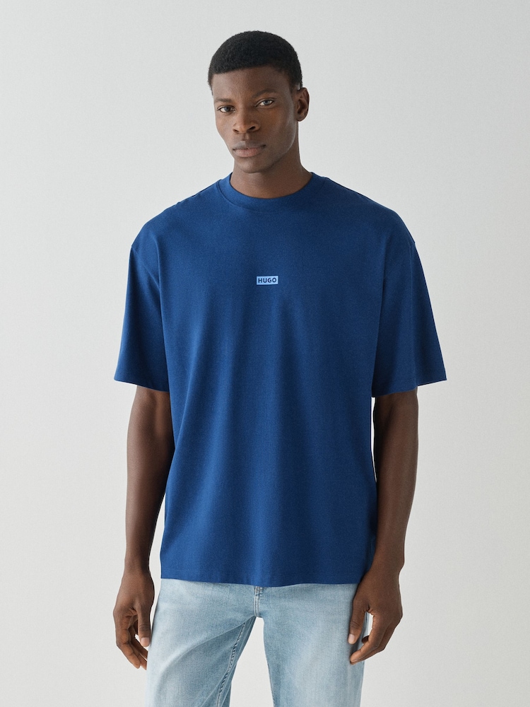 HUGO Blue Nalono Relaxed Fit Graphic Logo T-Shirt - Image 2 of 4 HUGO Blue Nalono Relaxed Fit Graphic Logo T-Shirt - Image 2 of 4