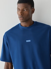 HUGO Blue Nalono Relaxed Fit Graphic Logo T-Shirt - Image 3 of 4