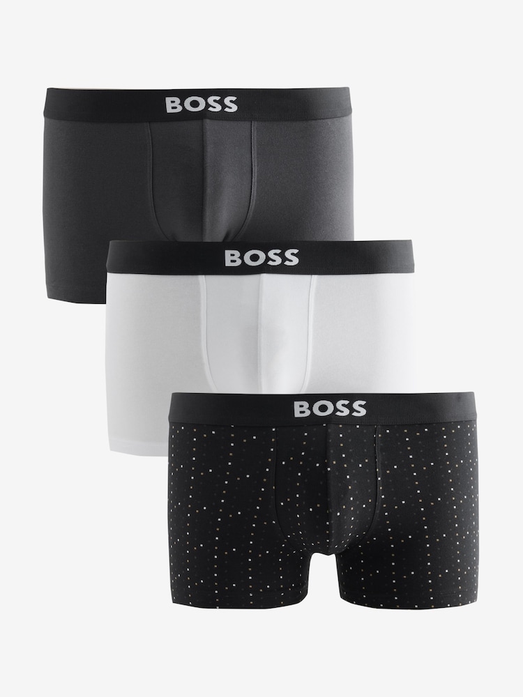 Чорний/білий/сірий - BOSS One Logo Hipster Boxers 3 Pack - Image 1 of 4