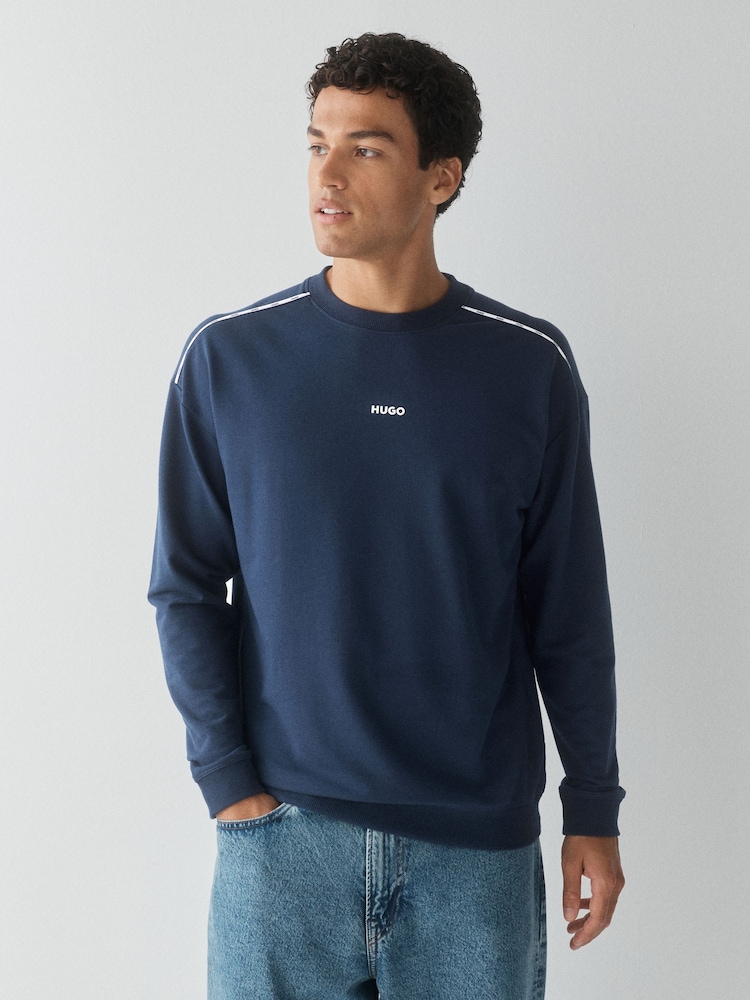 HUGO Blue Noah Regular-Fit Logo Sweat Top - Image 1 of 4 HUGO Blue Noah Regular-Fit Logo Sweat Top - Image 1 of 4