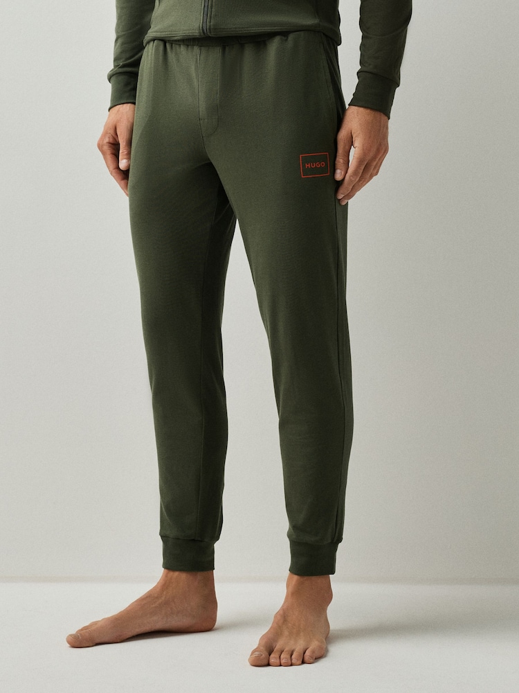 HUGO Green Logo Print Stretch Cotton Joggers - Image 2 of 5 HUGO Green Logo Print Stretch Cotton Joggers - Image 2 of 5