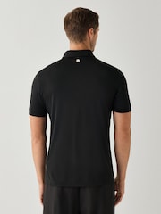Negru - BOSS Logo Stripe Detail Tech Golf Polo Shirt - Imaginea 2 din 5