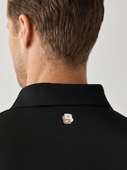 Negru - BOSS Logo Stripe Detail Tech Golf Polo Shirt - Imaginea 4 din 5