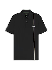 Negru - BOSS Logo Stripe Detail Tech Golf Polo Shirt - Imaginea 5 din 5