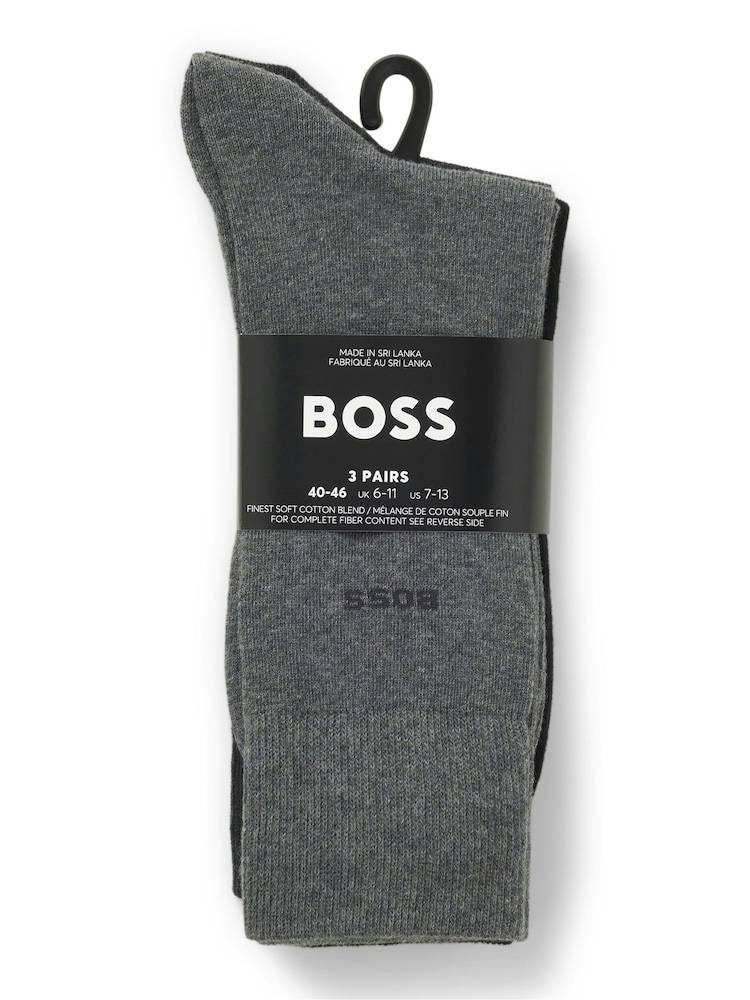 Pilka - BOSS logotipo kojinių 3 pakuotė - 2 paveikslėlis iš 3