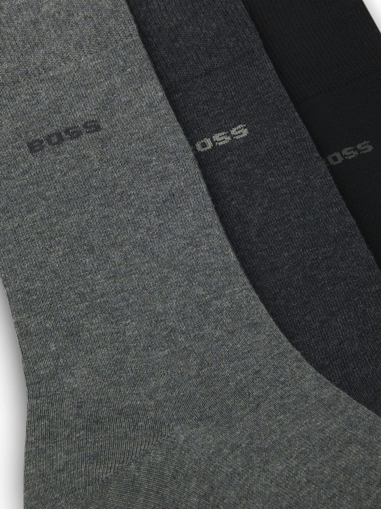 Pilka - BOSS logotipo kojinių 3 pakuotė - 3 paveikslėlis iš 3