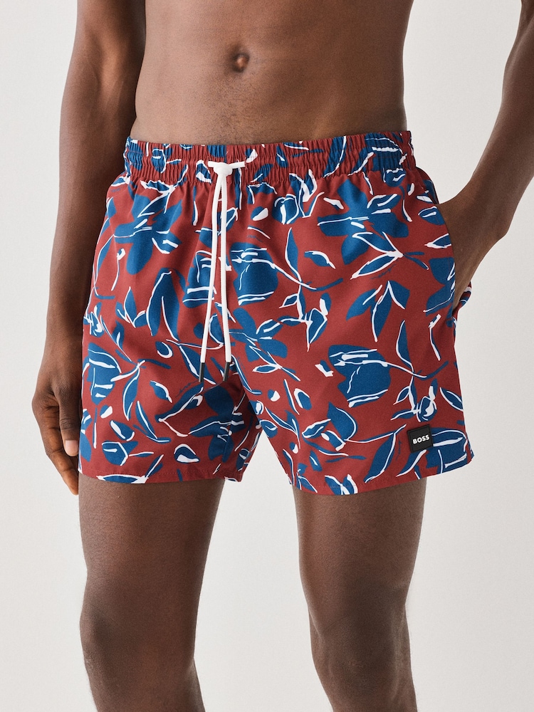 BOSS Red Piranha Printed Swim Shorts - Image 1 of 8