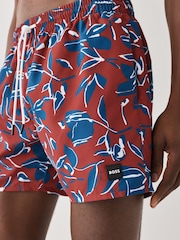 BOSS Red Piranha Printed Swim Shorts - Image 3 of 8