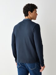 BOSS Blue Plyer Henley Long Sleeve T-Shirt - Image 2 of 5
