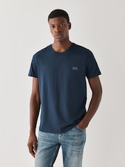 Azul - Camiseta BOSS de Corte estándar con Cuello redondo y logo - Imagen 2 de 4