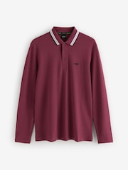 Roz - BOSS Regular Fit Plisy Tipped Collar Polo Shirt - Imaginea 4 din 4