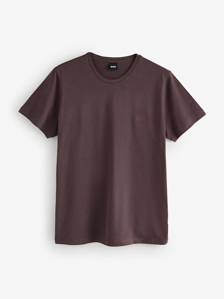 Marrón - Camiseta BOSS de Corte estándar con Cuello redondo y logo - Imagen 4 de 4 Marrón - Camiseta BOSS de Corte estándar con Cuello redondo y logo - Imagen 4 de 4