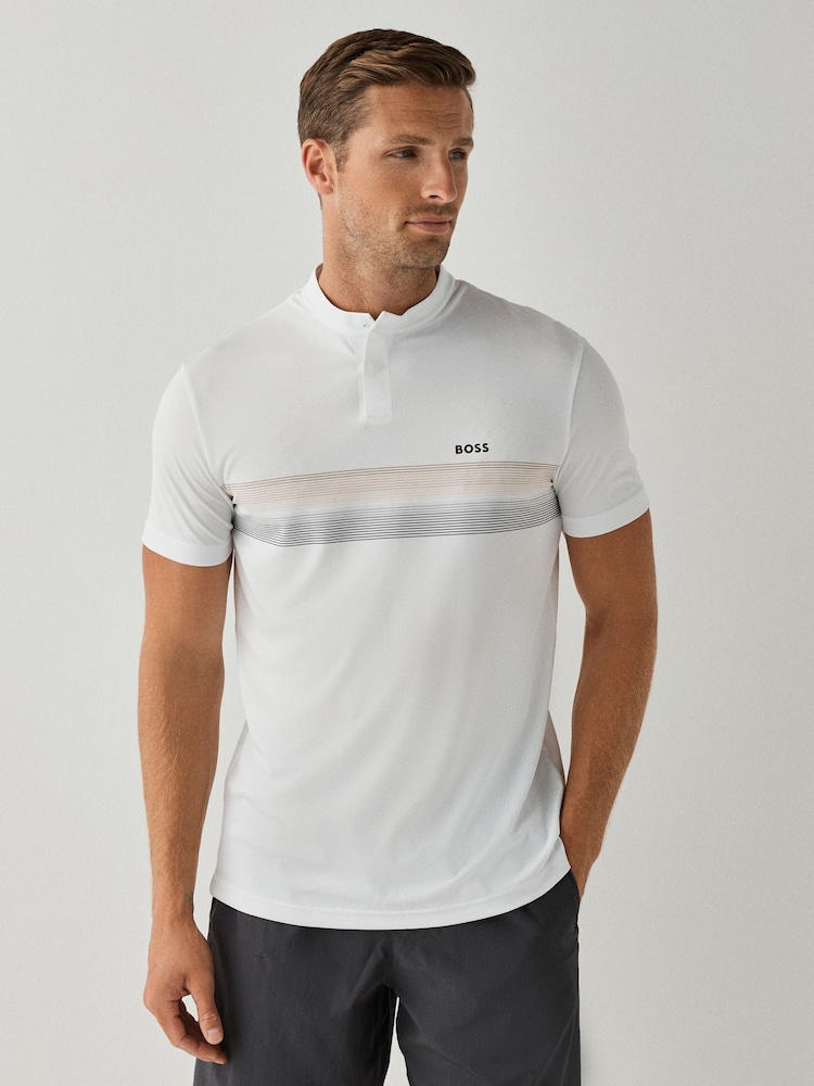 BOSS White Stripe Detail Tennis Polo Shirt - Image 1 of 5 BOSS White Stripe Detail Tennis Polo Shirt - Image 1 of 5